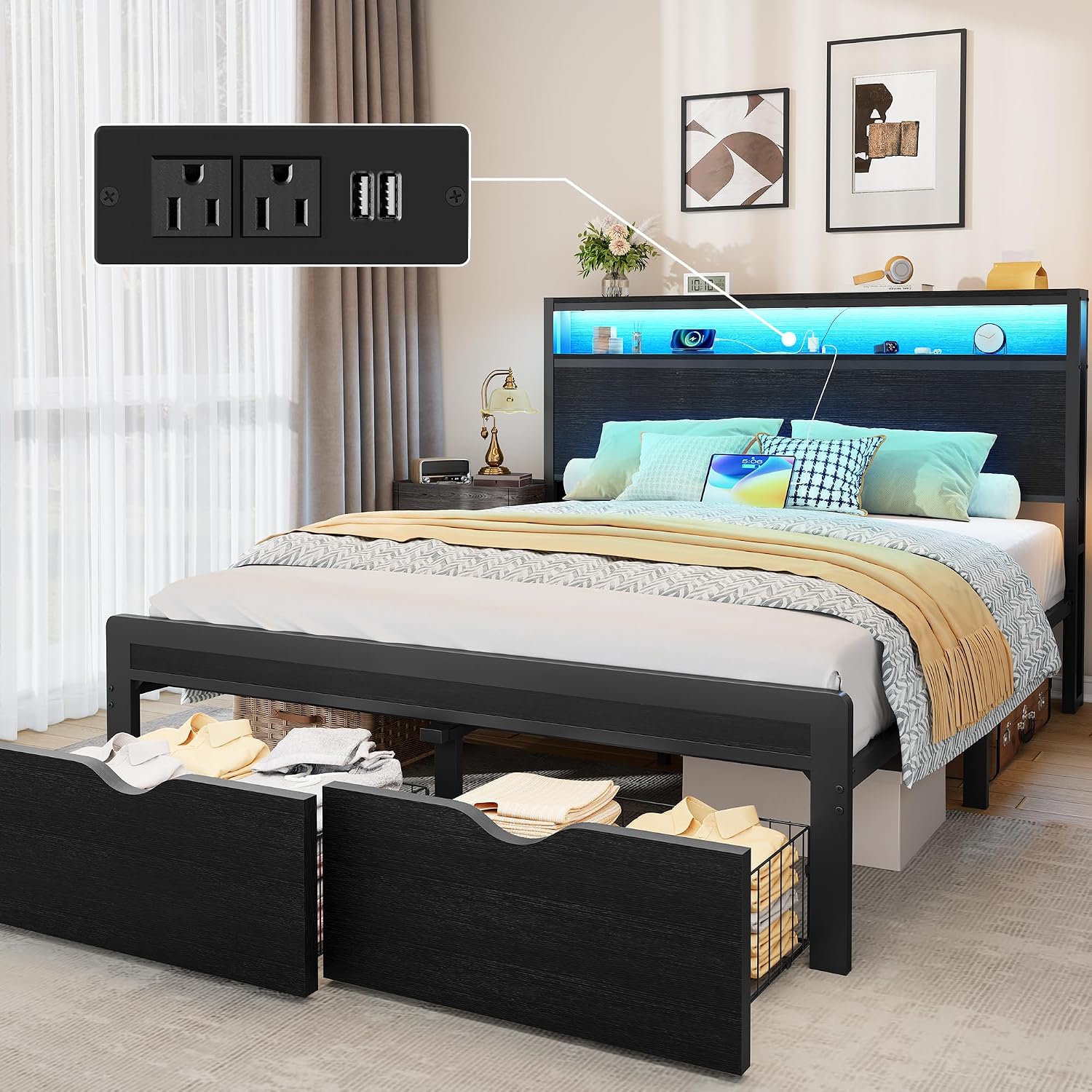 Favoosty Bed Frame Black