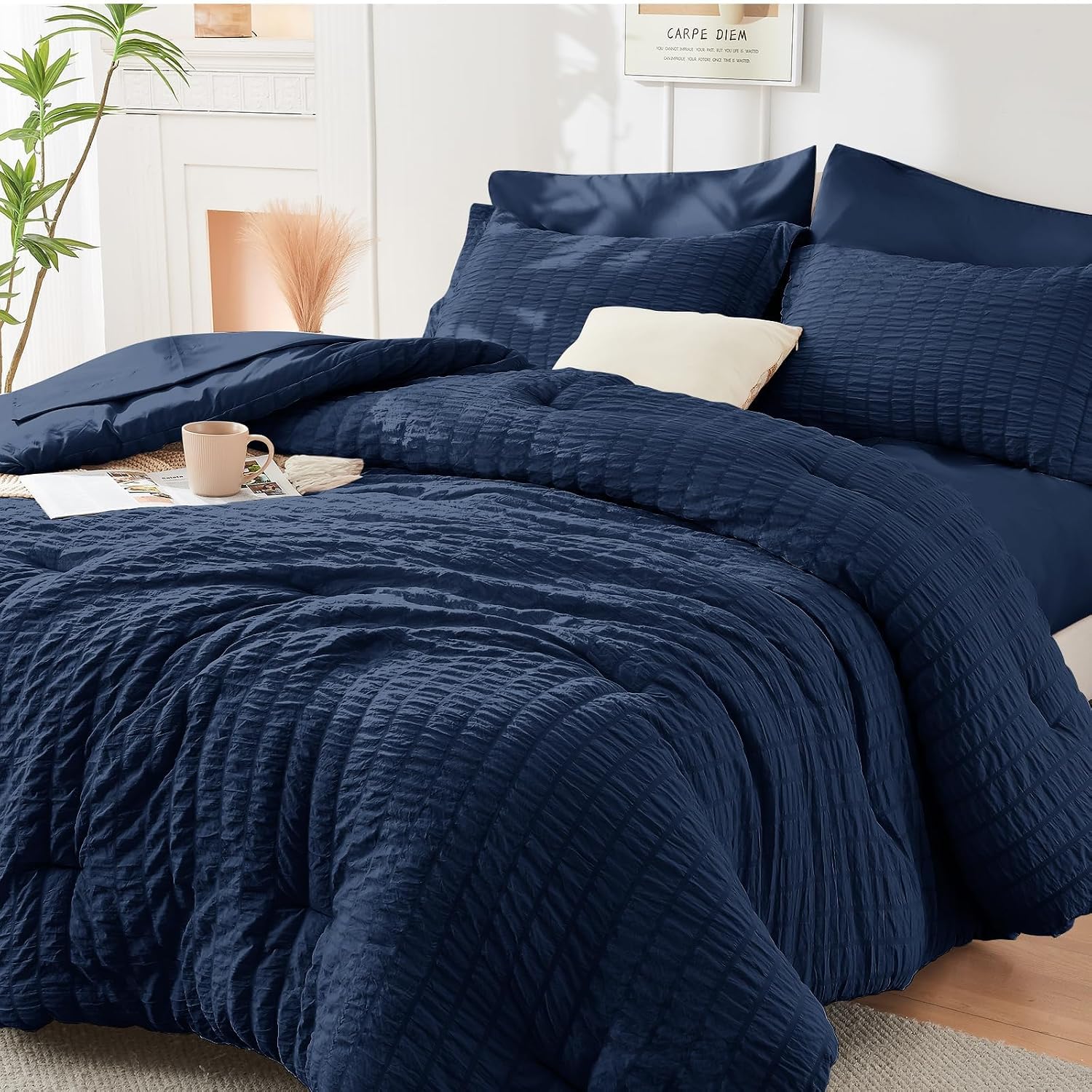 Hymokege Navy Blue Comforter Set